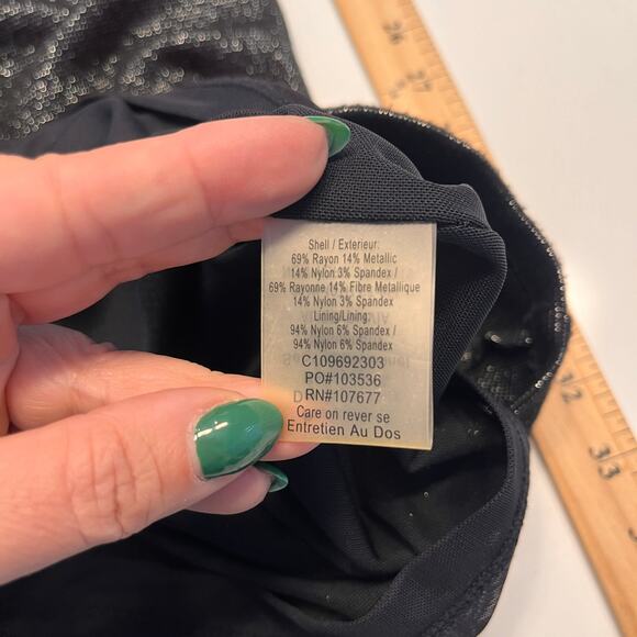 NWT Alice + Olivia Black Metallic Sleeveless Rounded Neck Sheath Mini Dress S - Picture 7 of 11